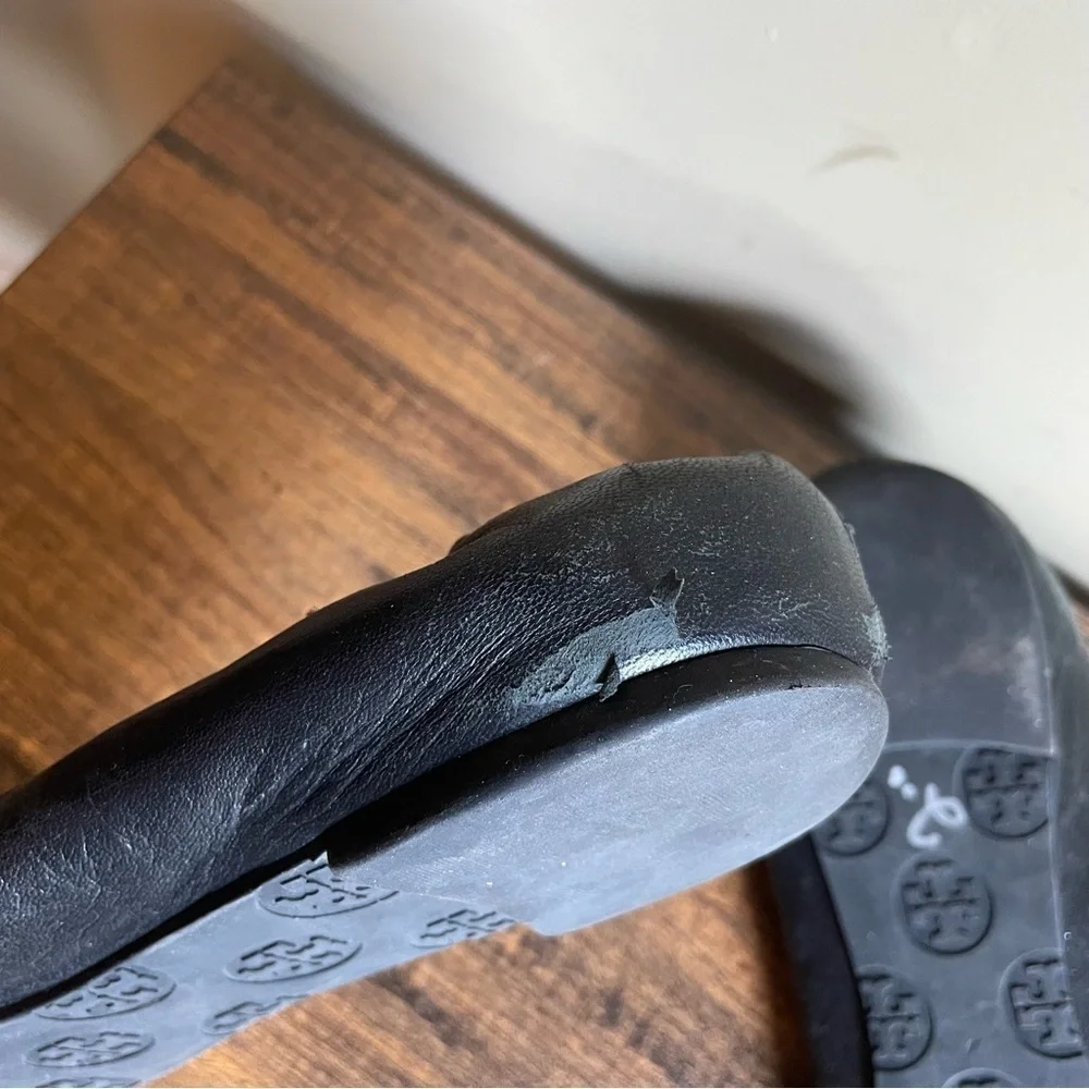 TORY BURCH Minnie Travel leather Ballet flats metal logo size 8